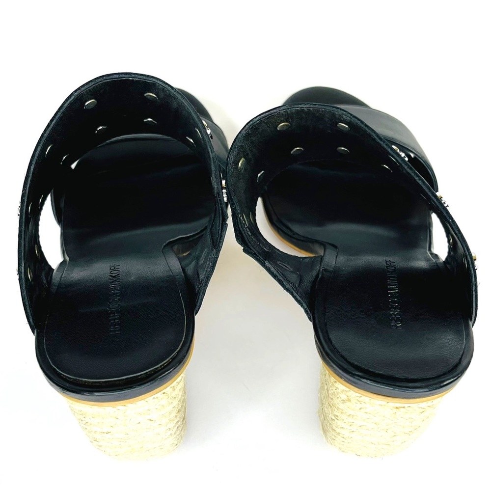 Rebecca Minkoff Black Leather Emily Studded Espadrille Sandals Size 9 - Picture 6 of 7